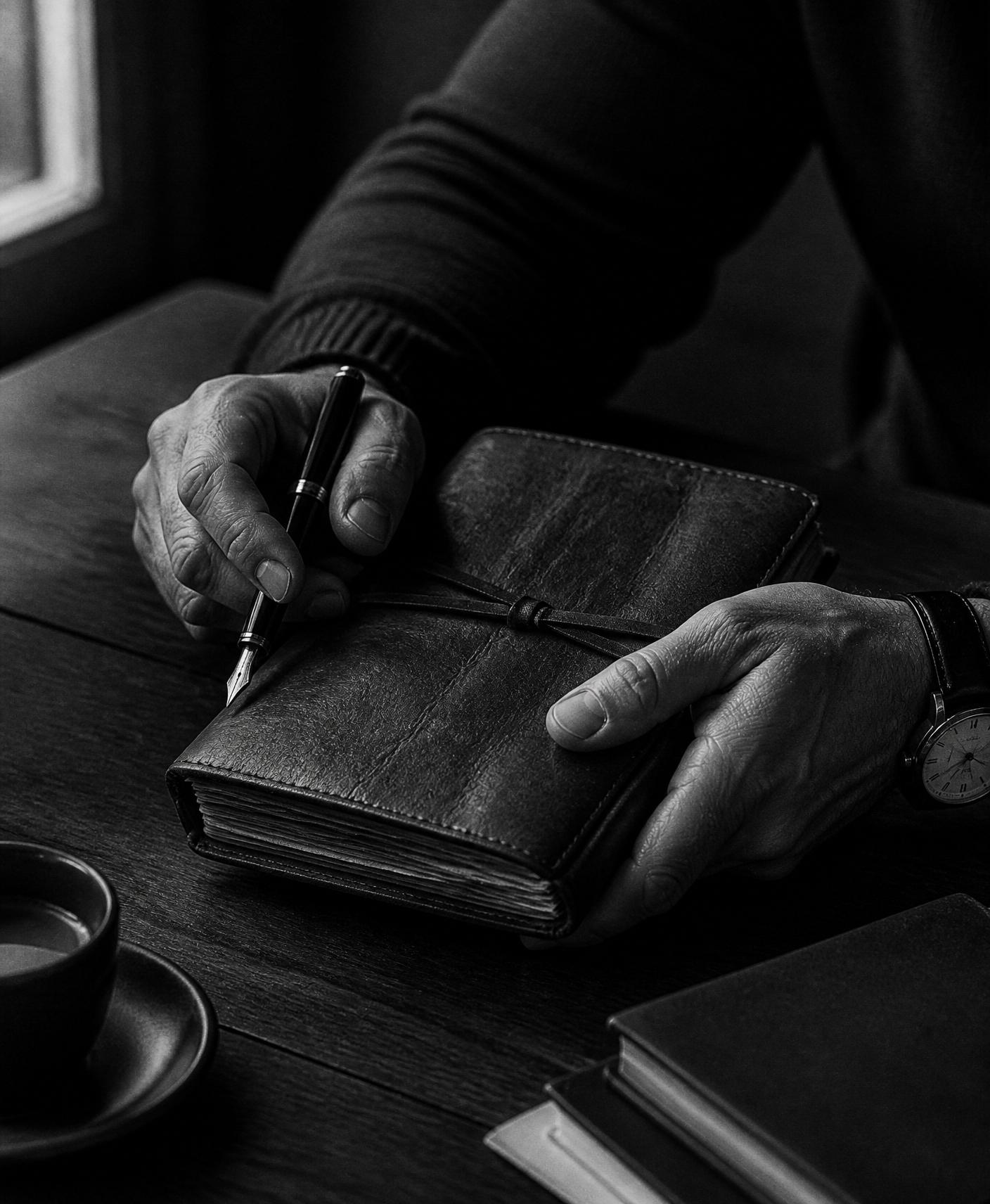 Plamen writing in a journal